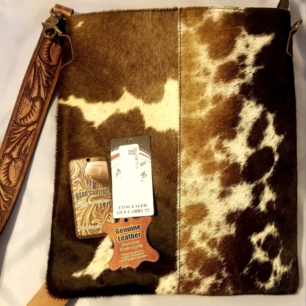 American Darling Leather with hide cross body